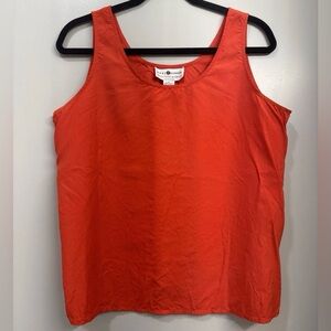 Saks Fifth Avenue Bright Orange Silk Sleeveless Tank